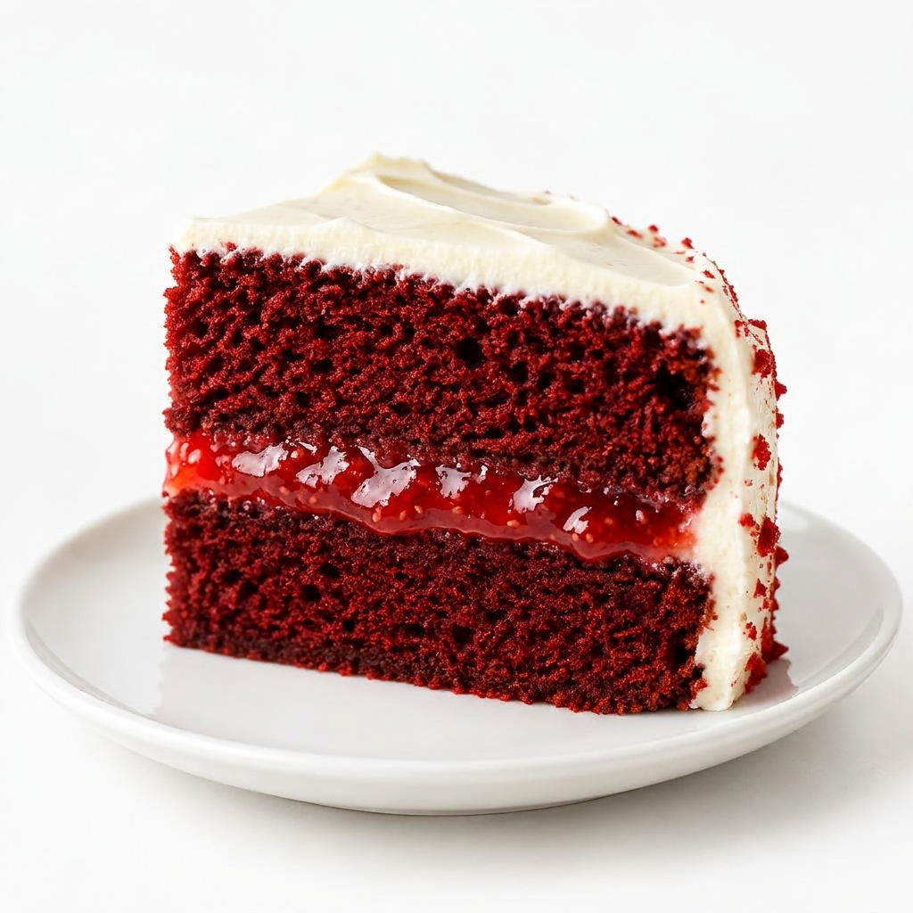 Rebanada de Red velvet con relleno de Fresa